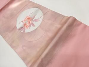 丸に花葉模様織出し名古屋帯